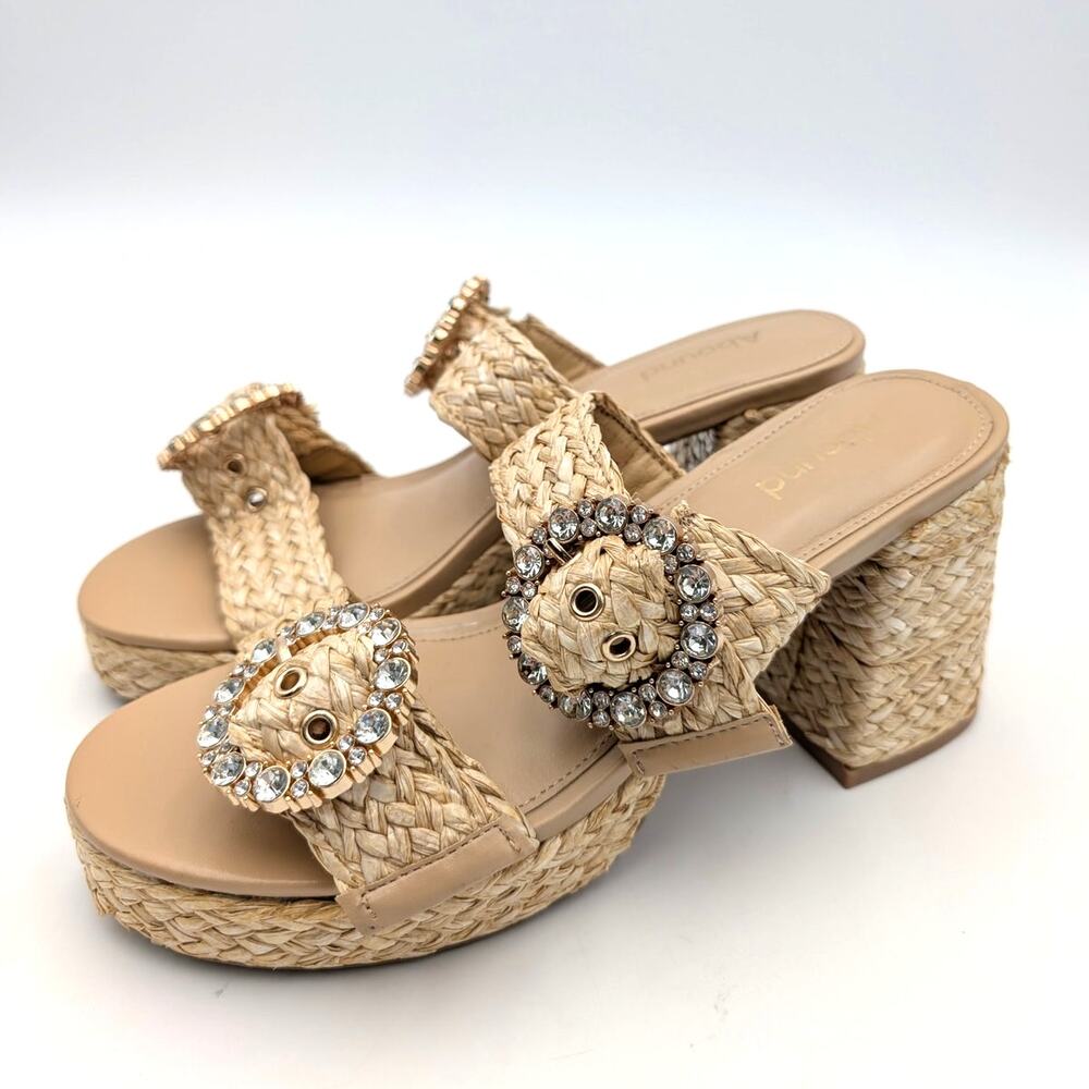 Abound Ronda Raffia Block Heel Sandals Women's Natural Size US7.5M EU37.5